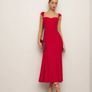 Reformation Bryson Red Midi Dress size 6